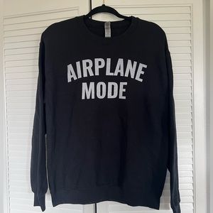 Black Crewneck “Airplane Mode” — M